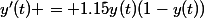 y'(t) = 1.15y(t)(1-y(t))