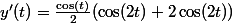 y'(t)=\frac{\cos(t)}2(\cos(2t)+2\cos(2t))