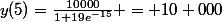 y(5)=\frac{10000}{1+19e^{-15}} = 10 000