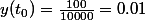 y(t_0)=\frac{100}{10000}=0.01