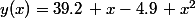 y(x)=39.2\, x-4.9\, x^2