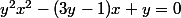 y^2x^2-(3y-1)x+y=0