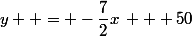 y  = -\dfrac{7}{2}x\: + 50