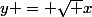 y = \sqrt x