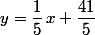 y=\dfrac{1}{5}\,x+\dfrac{41}{5}
