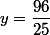 y=\dfrac{96}{25}