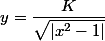 y=\dfrac{K}{\sqrt{|x^2-1|}}