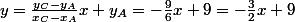 y=\frac{y_C-y_A}{x_C-x_A}x+y_A=-\frac{9}{6}x+9=-\frac{3}{2}x+9