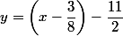 y=\left(x-\dfrac{3}{8}\right)-\dfrac{11}{2}