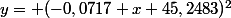 y= (-0,0717 x+45,2483)^2