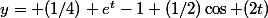 y= (1/4) e^t-1+(1/2)\cos (2t)&nbsp;&nbsp;