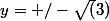 y=+/-\sqrt(3)