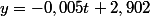 y=-0,005t+2,902