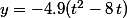 y=-4.9(t^2-8\,t)