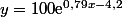 y=100\text{e}^{0,79x-4,2}