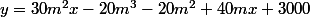 y=30m^2x-20m^3-20m^2+40mx+3000