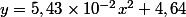 y=5,43\times10^{-2}x^2+4,64