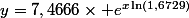 y=7,4666\times e^{x\ln(1,6729)}