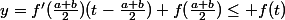 y=f'(\frac{a+b}2)(t-\frac{a+b}2)+f(\frac{a+b}2)\leq f(t)