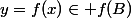 y=f(x)\in f(B)