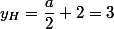 y_H=\dfrac{a}{2}+2=3