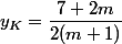 y_K=\dfrac{7+2m}{2(m+1)}