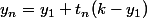 y_n=y_1+t_n(k-y_1)