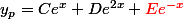 y_p=Ce^{x}+De^{2x}+\textcolor{red}{Ee^{-x}}
