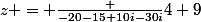 z = \frac {-20-15+10i-30i}{4+9}