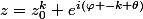 z=z_{0}^{k} e^{i(\varphi -k \theta)}