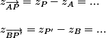 z_{\overrightarrow{AP}}=z_P-z_A=...\\\\z_{\overrightarrow{BP'}}=z_{P'}-z_B=...