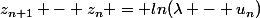 z_{n+1} - z_n = ln(\lambda - u_n)