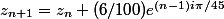 z_{n+1}=z_n+(6/100)e^{(n-1)i\pi/45}