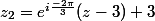 z_2=e^{i\frac{-2\pi}3}(z-3)+3
