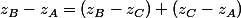 z_B-z_A=(z_B-z_C)+(z_C-z_A)
