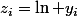 z_i=\ln y_i