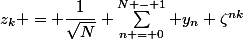 z_k = \dfrac{1}{\sqrt{N}} \sum\limits^{N - 1}_{n = 0} y_n \zeta^{nk}