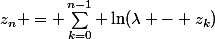 z_n = \sum_{k=0}^{n-1} \ln(\lambda - z_k)