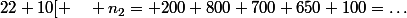d\in[22-10~;~22+10[ \quad n_2= 200+800+700+650+100=\dots