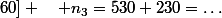 d\in[22+10~;~60] \quad n_3=530+230=\dots
