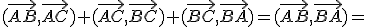 (\vec{AB},\vec{AC})+(\vec{AC},\vec{BC})+(\vec{BC},\vec{BA})=(\vec{AB},\vec{BA})=