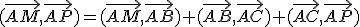 (\vec{AM},\vec{AP})=(\vec{AM},\vec{AB})+(\vec{AB},\vec{AC})+(\vec{AC},\vec{AP})