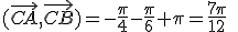 (\vec{CA},\vec{CB})=-\frac{\pi}{4}-\frac{\pi}{6}+\pi=\frac{7\pi}{12}\;\;[2\pi]