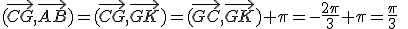 (\vec{CG},\vec{AB})=(\vec{CG},\vec{GK})=(\vec{GC},\vec{GK})+\pi=-\frac{2\pi}{3}+\pi=\frac{\pi}{3}\;\[2\pi]