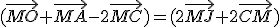 (\vec{MO}+\vec{MA}-2\vec{MC})=(2\vec{MJ}+2\vec{CM})