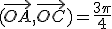 (\vec{OA},\vec{OC}) = \frac{3\pi}{4}