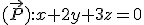 (\vec{P}){:}x+2y+3z=0