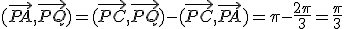 (\vec{PA},\vec{PQ})=(\vec{PC},\vec{PQ})-(\vec{PC},\vec{PA})=\pi-\frac{2\pi}{3}=\frac{\pi}{3}