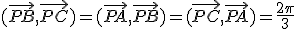 (\vec{PB},\vec{PC})=(\vec{PA},\vec{PB})=(\vec{PC},\vec{PA})=\frac{2\pi}{3}