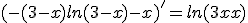 (-(3-x)ln(3-x)-x)^'=ln(3-x)